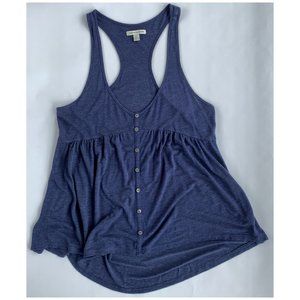 Blue Racerback U Neck Scoop Babydoll Boho Tank Top